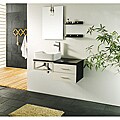 Solid Oak White and Black Ceramic Bathroom Vanity