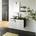 Solid Oak White and Black 35.7-inch Ceramic Bathroom Vanity