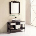 Solid Oak White and Black Ceramic Bathroom Vanity