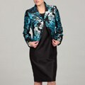 Le Suit Women's Black/ Blue Three-button Dress Set