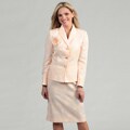 Le Suit Women's Peach/ White Floral Skirt Suit