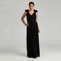 Adrianna Papell Women's Black Rosette Evening Dress