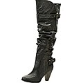 Fahrenheit Women's Buckle Pull-on Black Knee-high Boots