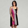 London Times Women's Colorblock Braided Tie Dress