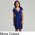 London Times Women's Cobalt Ruched Dress
