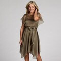 London Times Women's Bronze Magic Belted Dress