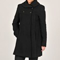Larry Levine Black Stone Shawl Collar Plush Wool Coat