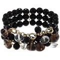 Brass 300ct TGW Multi-gemstone Bead 3-row Stretch Bracelet