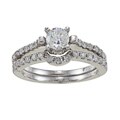 14k White Gold 3/5ct TDW Diamond and Cubic Zirconia Ring Set (G-H, I2-I3)