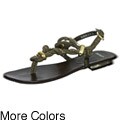 Bronx Women's 'Aimee Zee' Leather Beaded T-strap Sandals