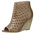 Bronx Women's 'Last Lee' Tortora Leather Peep-toe Wedges