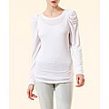 Apart Women's White Ruched Long Sleeve Tee