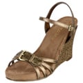 Aerosoles Women's Gold Metallic Buckle Wedge Sandals