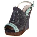 Ardiente Women's 'Peep Shoe' Dark Grey Open-toe Wedge Heels