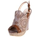 Ardiente Women's 'Peep Shoe' Grey Open-toe Wedge Heels