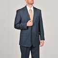 Acquaviva Men's Blue Sharkskin 100-percent Italian Wool Suit