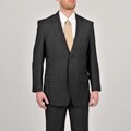Acquaviva Men's Charcoal/Burgundy Pinstripe 100-percent Italian Wool Suit