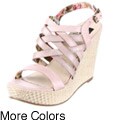 BC Footwear Women's 'Ladybug' Leather Wedge Sandals