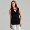 R.Q.T Women's Neo Navy Drape Neck Sleeveless Blouse