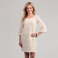 Muse Women's Ivory Crocheted Overlay Dress