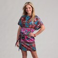 Muse Women's Pink Multi Paisley Tie Belt Dress
