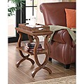 Brown Wood Chair Side End Table with Tray Top