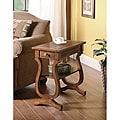 Brown Hardwood Chair Side End Table with Drawer