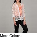 Kasper Women's Floral Crinkle Open Front Top