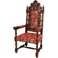 Wood Crimson Fleurs-De-Lis 'Queen Anne' Parlor Chair (China)