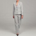 Evan Picone Women's White/ Grey Two-button Pant Suit