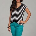 Violet & Claire Women's Single-pocket Striped Box Tee