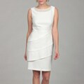 Connected Apparel Women's Ivory Bead Tiered Dress