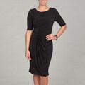 Connected Apparel Women's Side-drape ITY Dress
