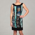 Connected Apparel Women's Printed Sheath Banded Dress