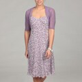 Connected Apparel Women's Chiffon Bungee Dress with Crocheted Bolero