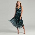 Connected Apparel Women's Blue Chiffon Maxi Dress