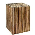 Bamboo Stick Glass Top End Table