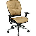 Office Star Products Taupe Leather Managers Chair with Polished Aluminum Base