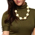 Kenneth Jay Lane Gold Plated and Carved Resin Bead Necklace