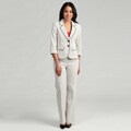 Nine West Women's Pinstripe Piped Long-sleeve 2-piece Pant Suit