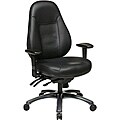 Office Star Black Eco Leather Multi-function Mid-back Chair