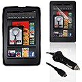 SKQUE Amazon Kindle Fire Black Silicone Case/ Screen Protector/ Car Charger