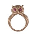 BCBG Rosetone Pink Glass Owl Ring