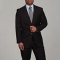 Caravelli Men's 2-button Black Pinstripe Suit