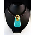 Goldtone Turquoise and Bead Cord Necklace (Thailand)