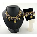 Goldtone Amethyst and Bead Necklace and Bracelet Set (Thailand)