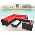 Corona Outdoor Patio Espresso and Red 7-Piece Sectional Sofa