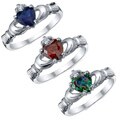 Sterling Silver Cubic Zirconia Heart Claddagh Ring