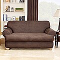 Sure Fit Brown Stretch T-Cushion 2-piece Loveseat Slipcover