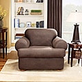 Sure Fit Brown Stretch T-Cushion 2-piece Chair Slipcover